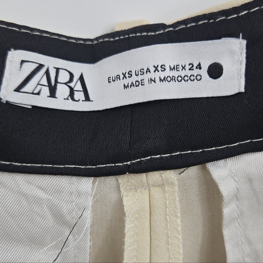 Zara Pants Wide Leg Print Cream Black Swirl XS - Picture 3 of 16